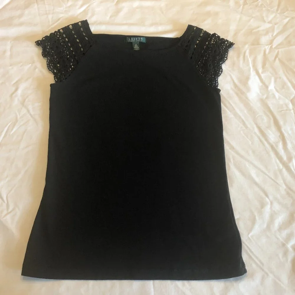Ralph Lauren Black Short Sleeve Top Size Medium NWOT - Picture 1 of 5